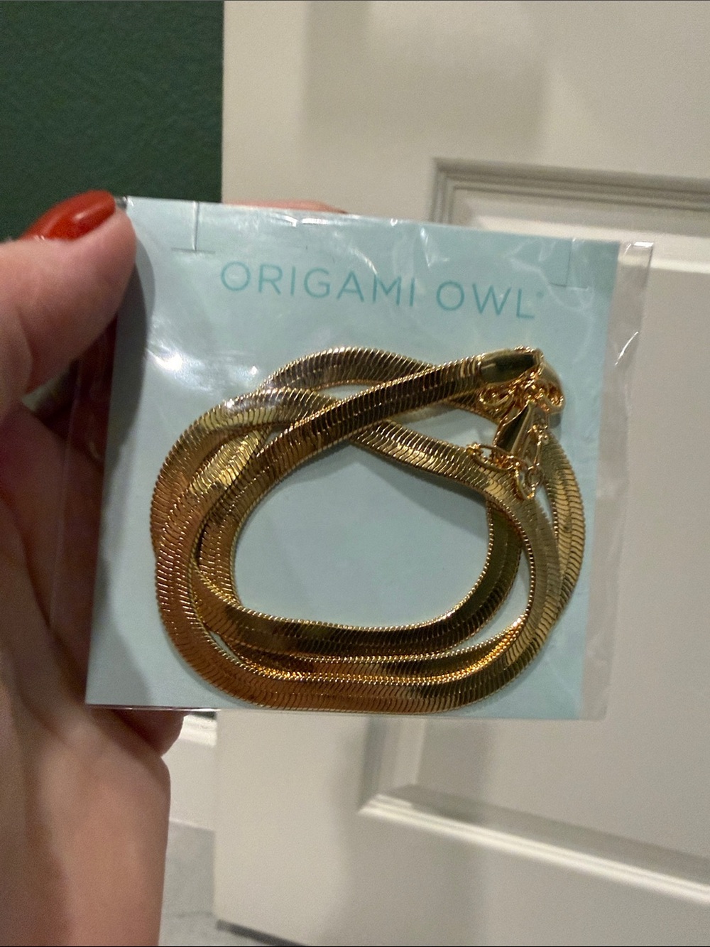 Origami Owl Gold Flat Herringbone Necklace
